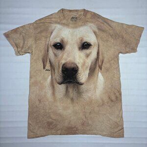 The Mountain Beige Tie-Dye Yellow Labrador Retriever Dog Graphic T-Shirt 2XL